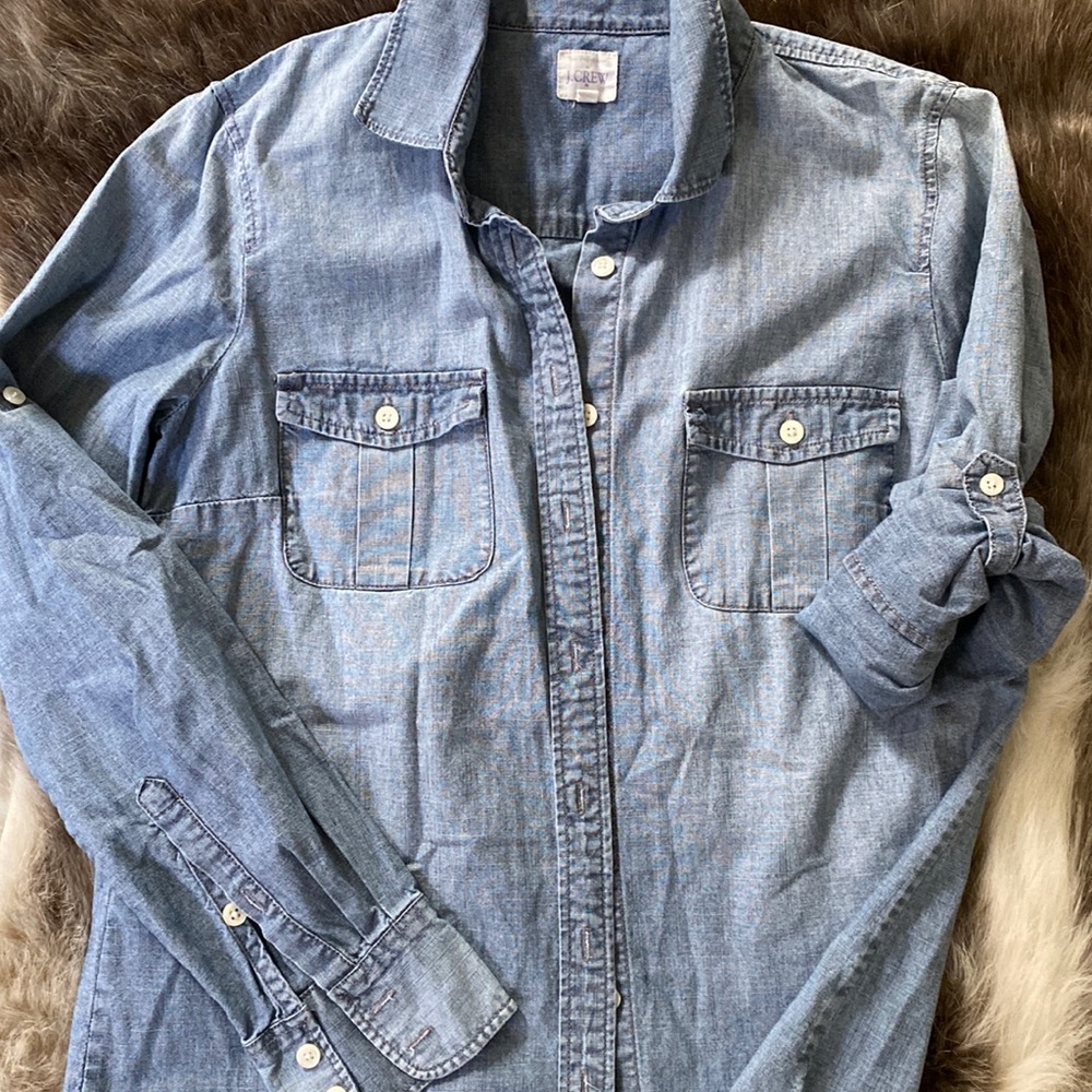 J. Crew Perfect Shirt chambray camp
